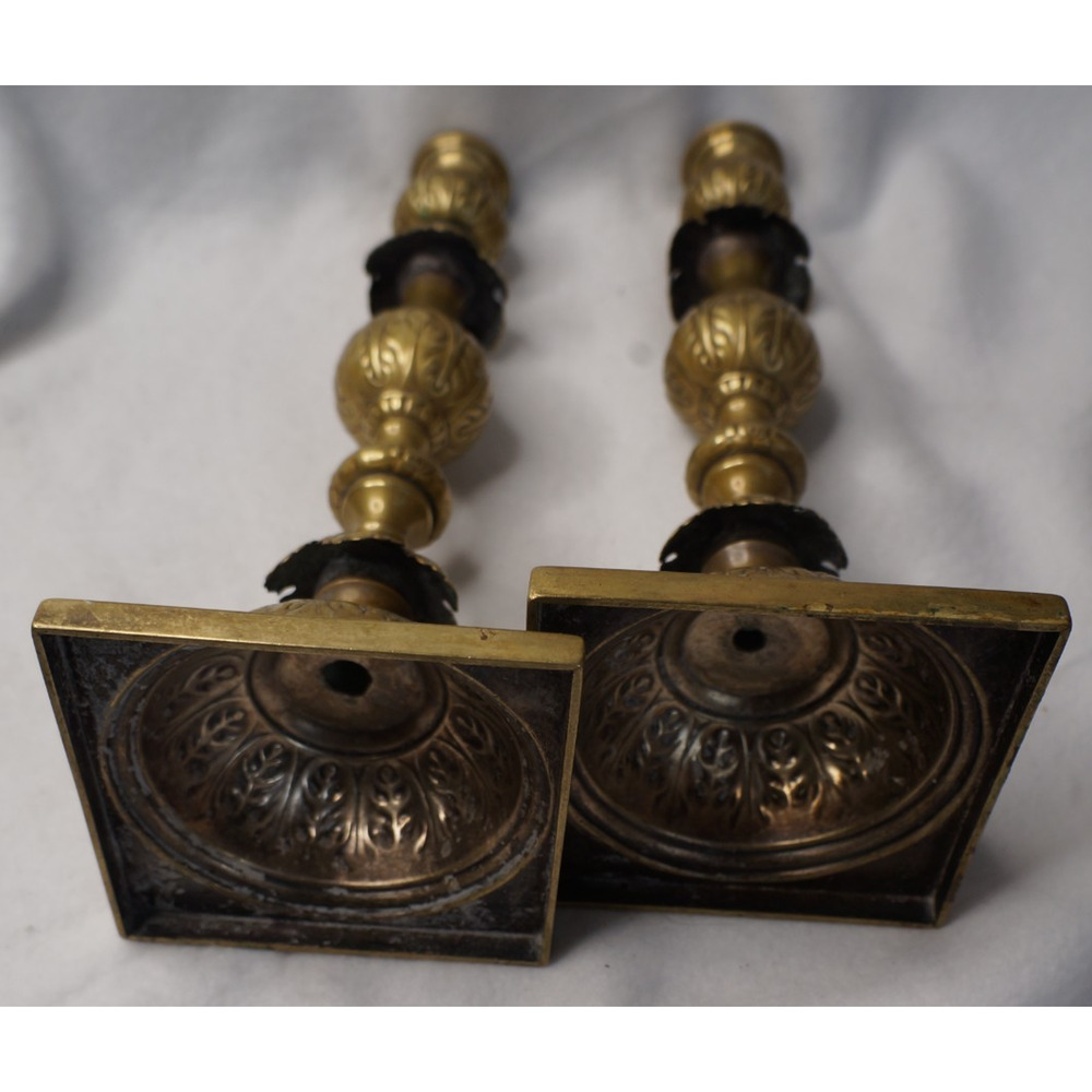 Antique Fraget N Plaque Candlesticks Russian/Polish Judaica 1899 Marked eagle - Picture 10 of 10